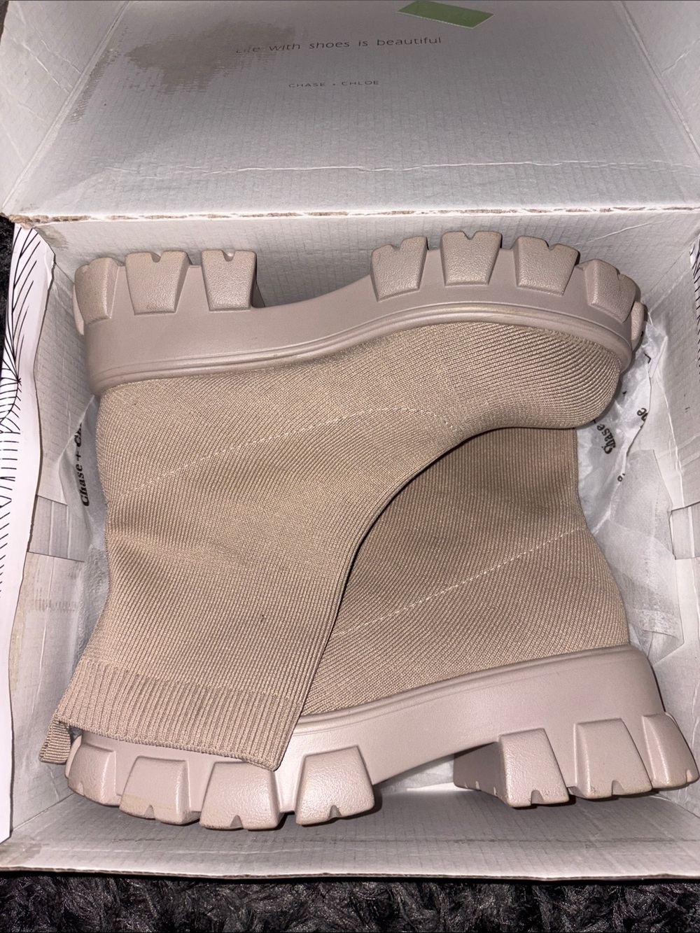 Women's Beige Sock Booties